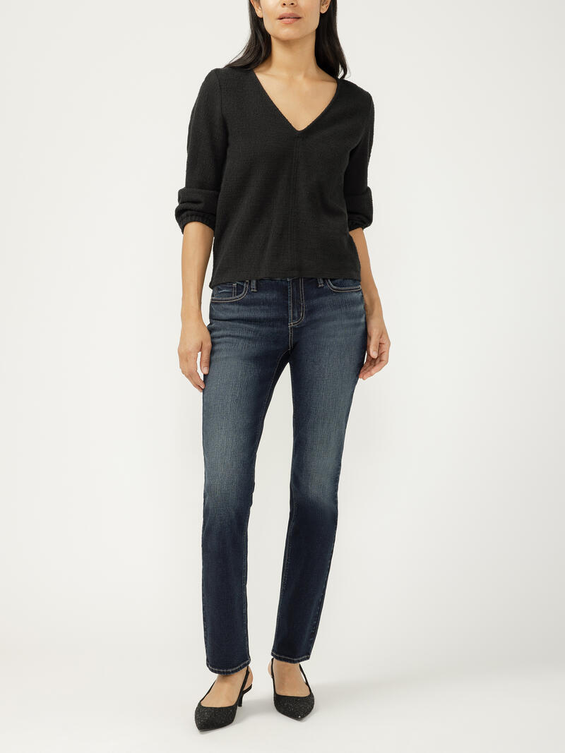 Elyse Mid Rise Straight Leg Luxe Stretch Jeans
