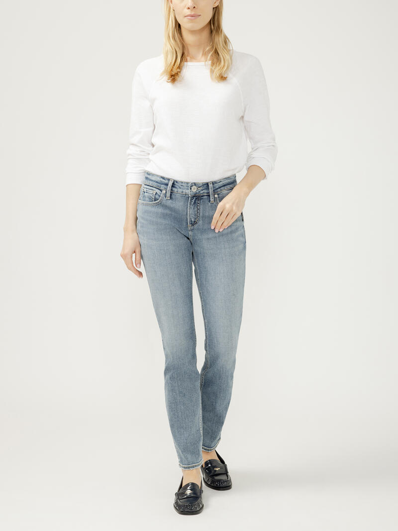 Elyse Mid Rise Straight Leg Luxe Stretch Jeans