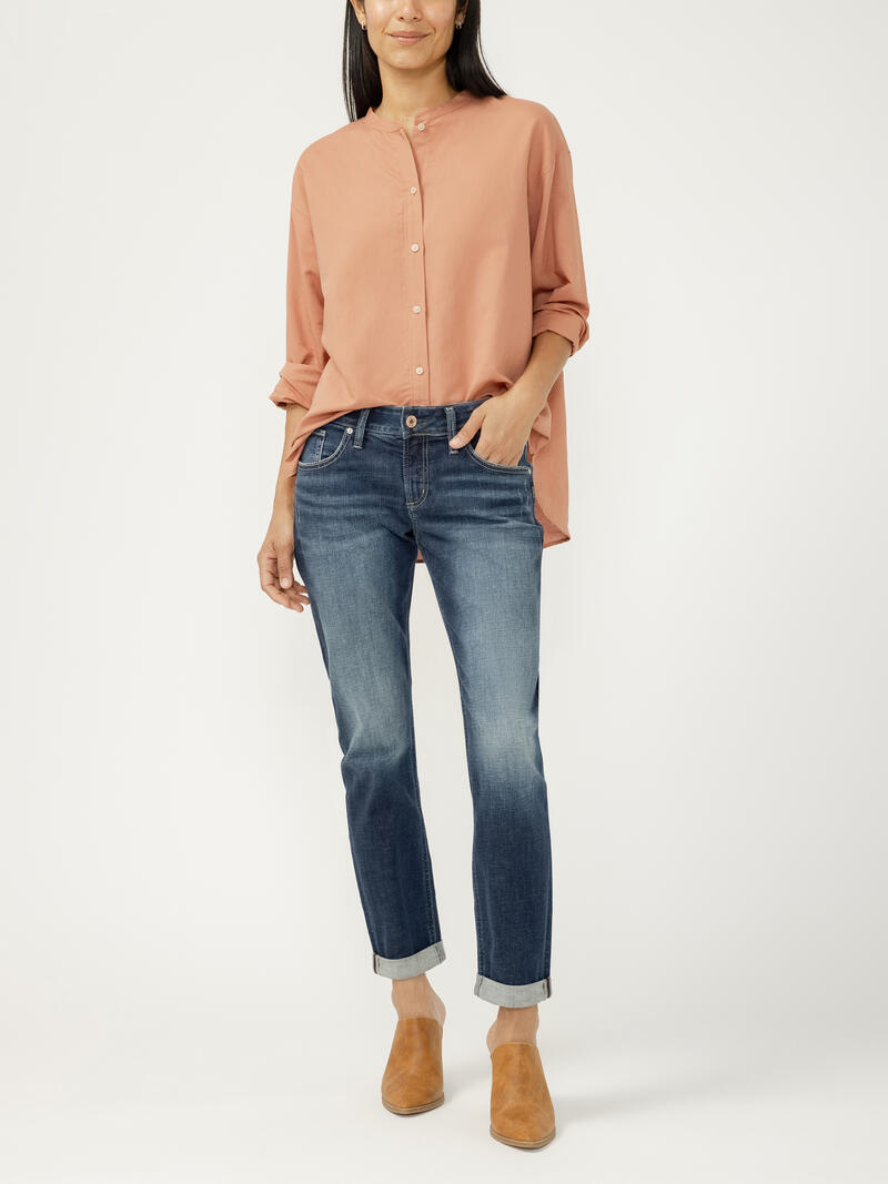 Boyfriend Mid Rise Slim Leg Jeans