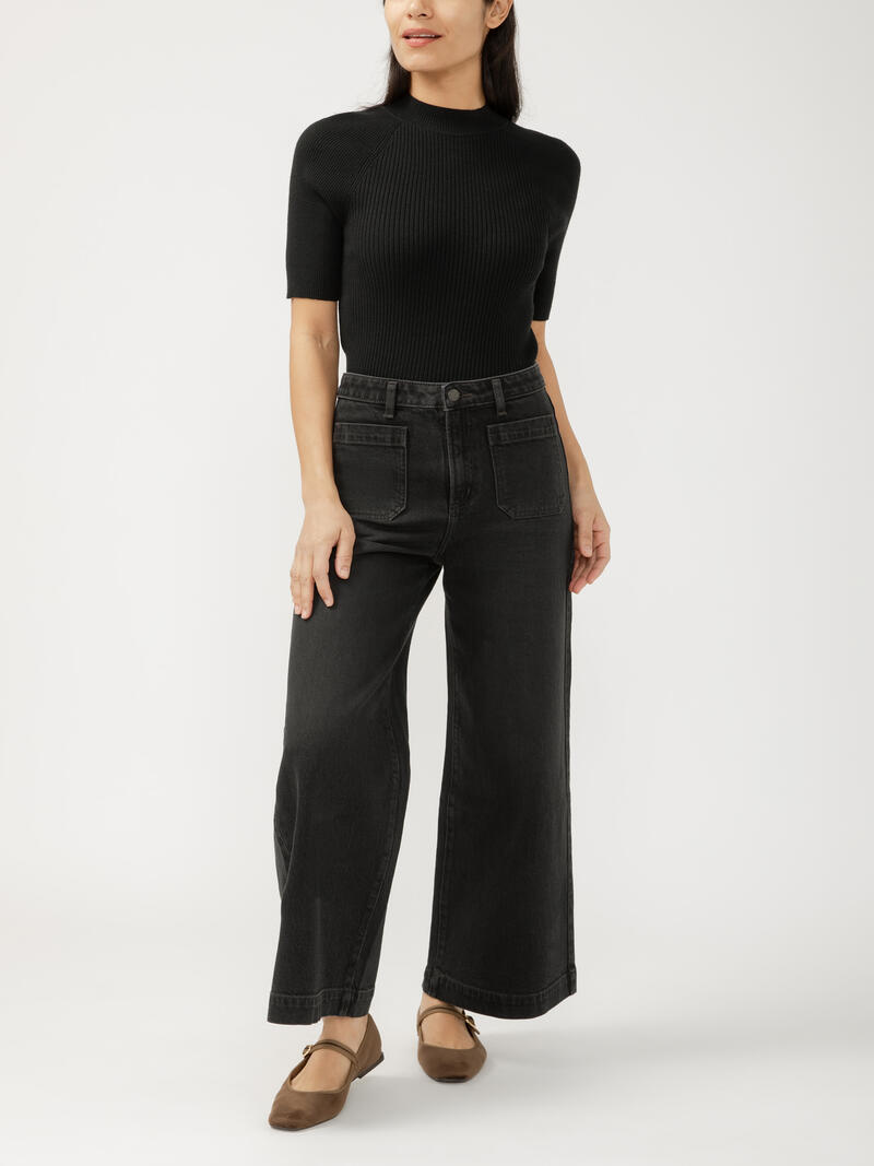 High Rise Wide Leg Ankle Jeans