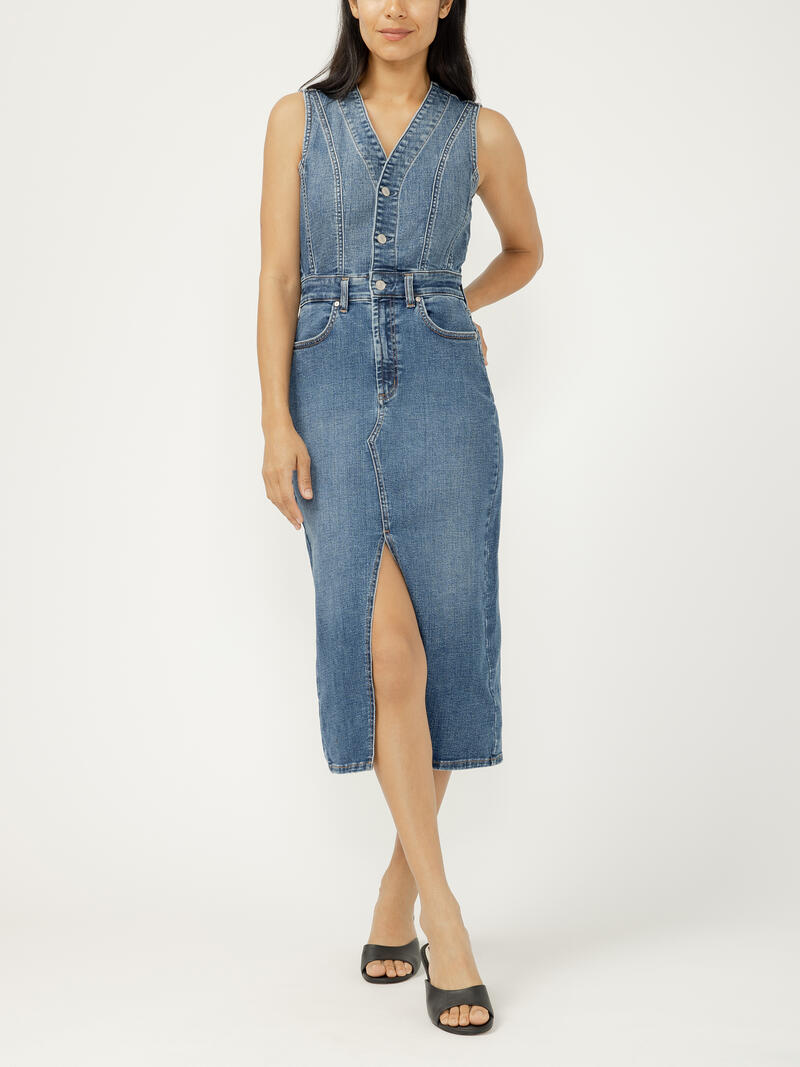 Denim Vest Midi Dress