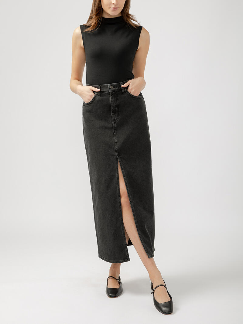 Front-Slit Maxi Jean Skirt