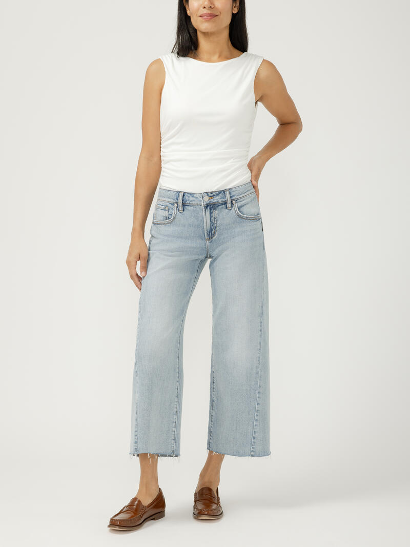 Suki Mid Rise Cropped Wide Leg Jeans