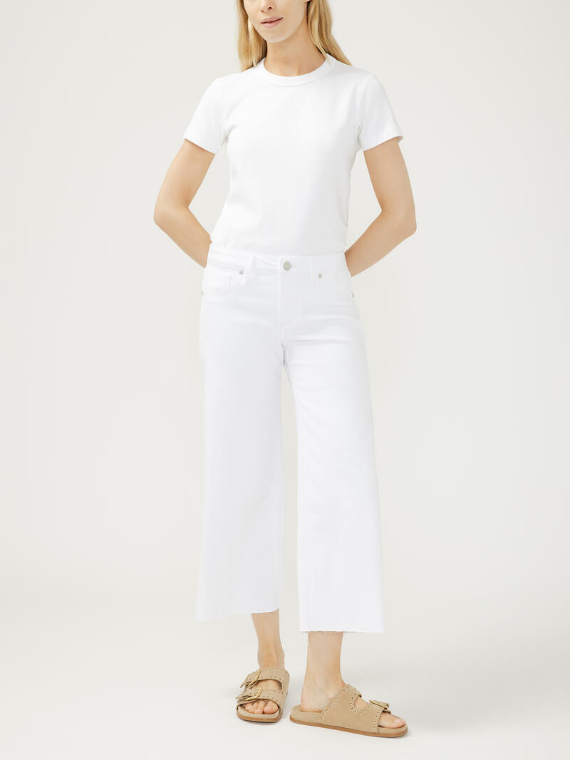 Suki Mid Rise Cropped Wide Leg Luxe Stretch Jeans