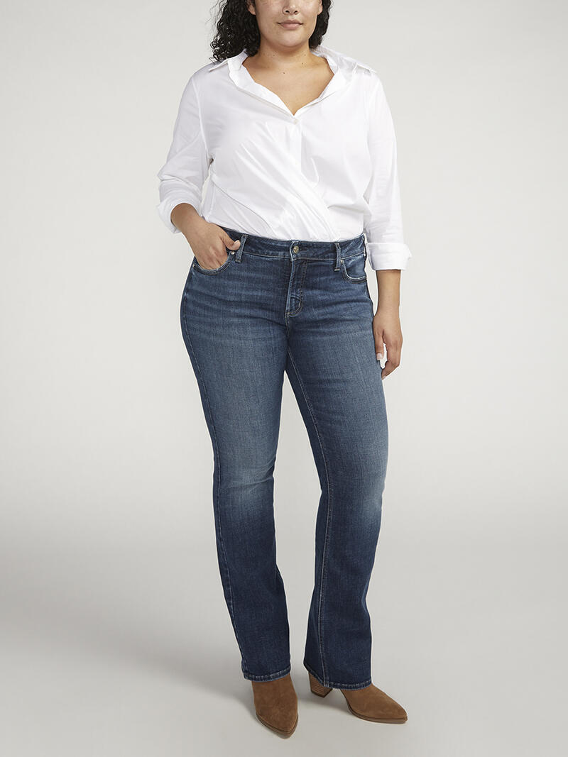 Elyse Mid Rise Slim Bootcut Jeans Plus Size